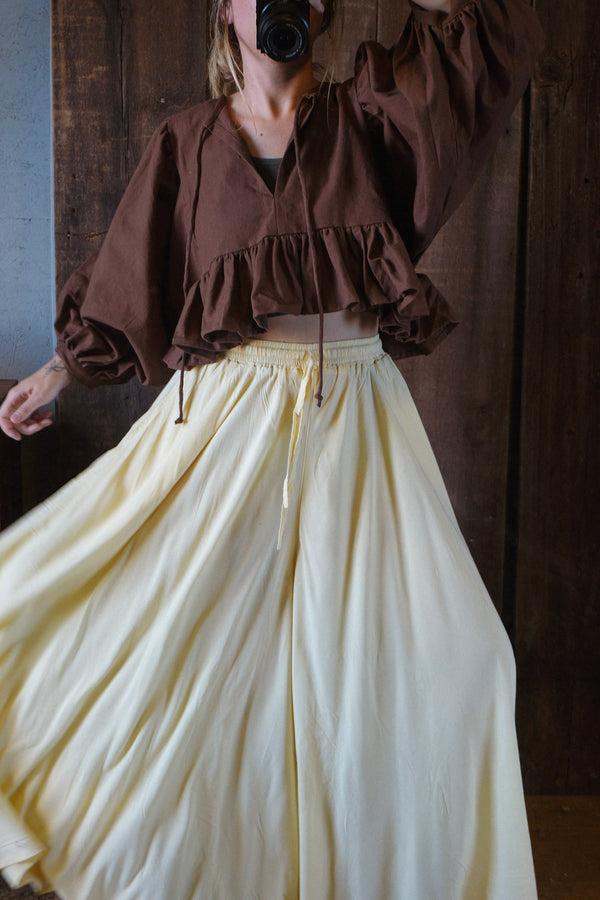 Shelby Cotton Slub Bubble Sleeve Top