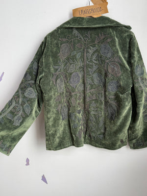 Langmere Short Hand Embroidered Cotton Velvet Jacket