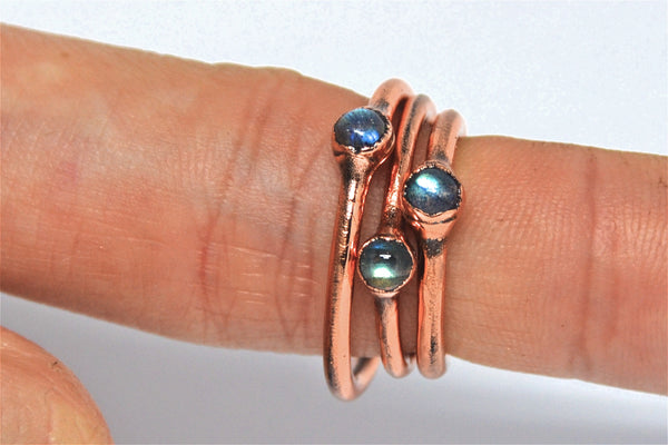 Mini Labradorite Copper Stacking Ring