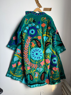 Reversible Pipa Long Embroidered Velvet Jacket