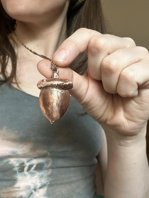 Real Copper Acorn Necklace