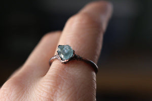 Raw Aquamarine Crystal Copper Ring