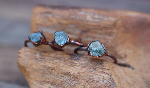 Raw Aquamarine Crystal Copper Ring