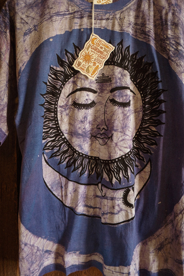 Batik Dyed Moon Sun Tee ~ Blue
