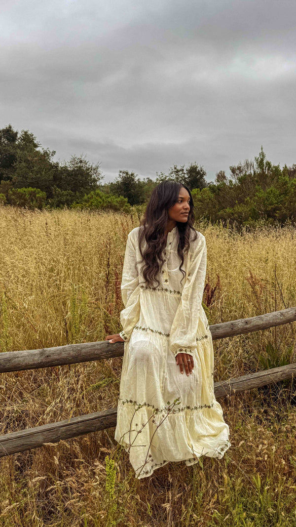 Giovanna Dress Hand Embroidered Cotton