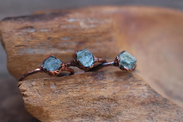 Raw Aquamarine Crystal Copper Ring