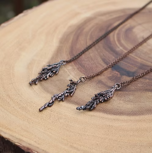 Real Juniper Sprig Branch +Copper Necklace