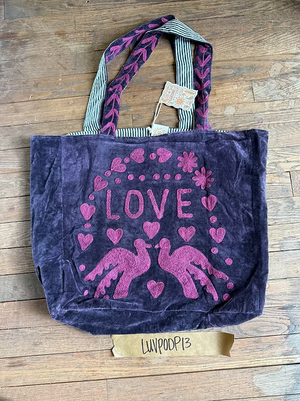 Bolso de terciopelo Paz y Amor