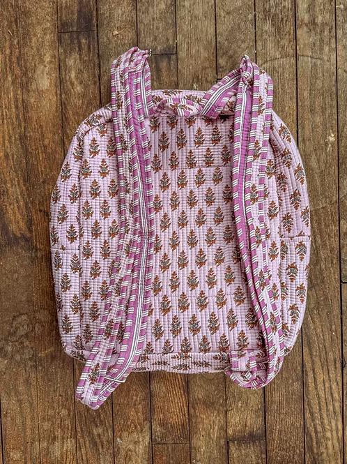 Lavendar Block Printed Backpack