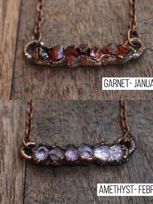Raw Birthstone Bar Necklace
