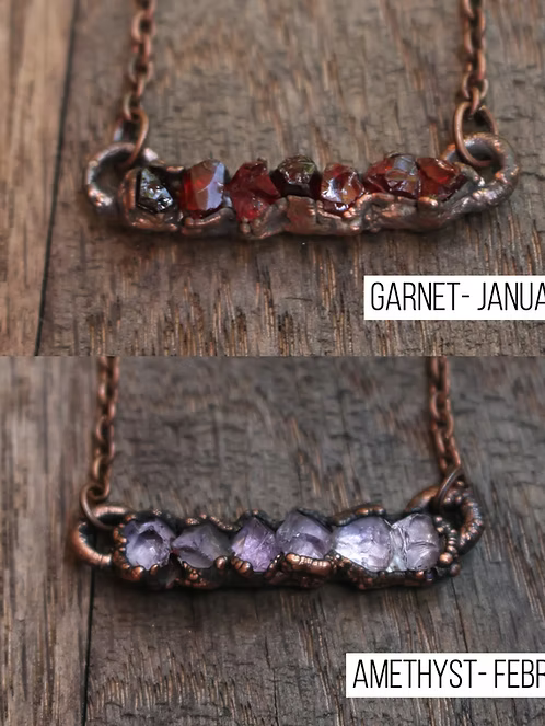 Raw Birthstone Bar Necklace