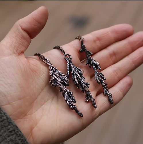 Real Juniper Sprig Branch +Copper Necklace