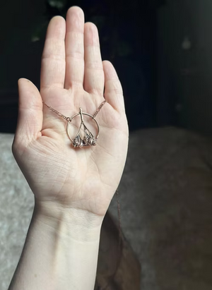 Real Yarrow Flower Copper Necklace