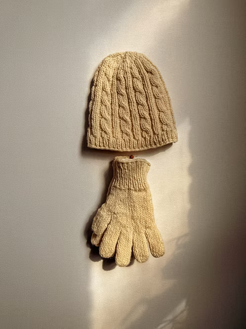 Oat Milk Wool Hat + Glove Set