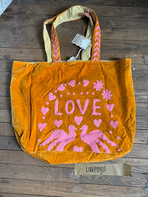 Bolso de terciopelo Paz y Amor