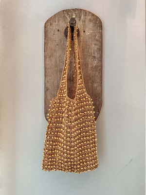 Cotton + Wooden Bead Crochet Bag