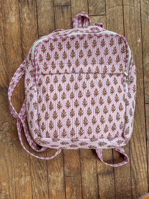 Lavendar Block Printed Backpack