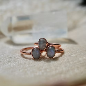 Copper Rainbow Moonstone Ring | Stacking Ring