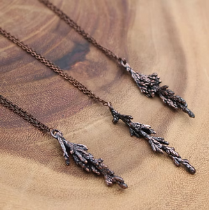 Real Juniper Sprig Branch +Copper Necklace