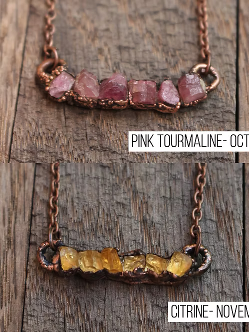Raw Birthstone Bar Necklace
