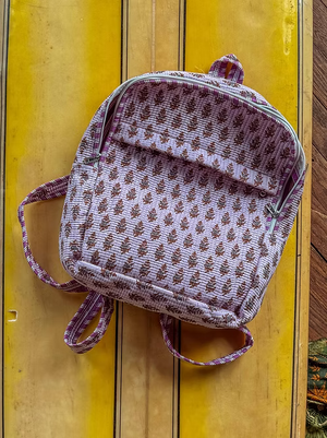 Lavendar Block Printed Backpack