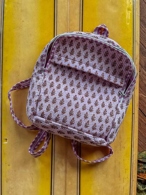 Lavendar Block Printed Backpack