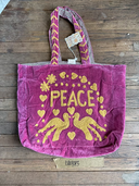 Sac fourre-tout en velours "Peace and Love"