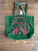 Sac fourre-tout en velours "Peace and Love"