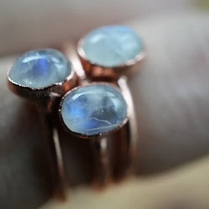 Copper Rainbow Moonstone Ring | Stacking Ring