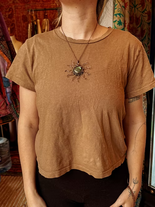 Labradorite Moon Sun Copper Necklace