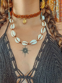 Multi Shell Macrame Choker Necklace