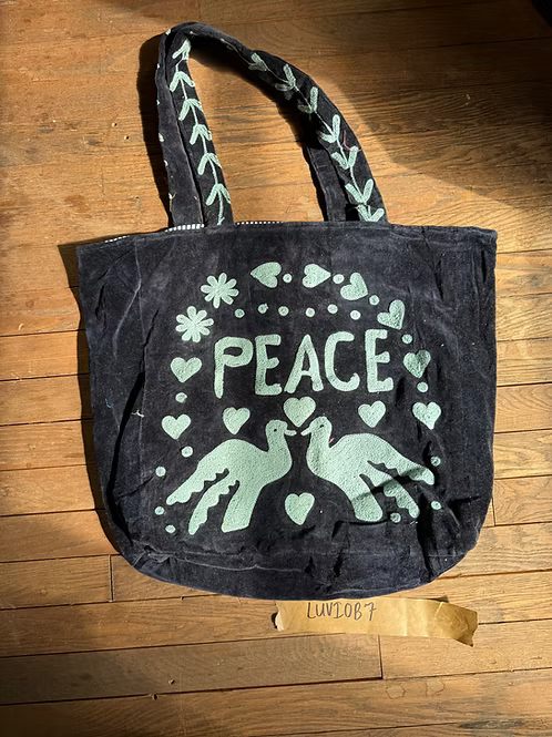Peace n Love Velvet Tote Bag