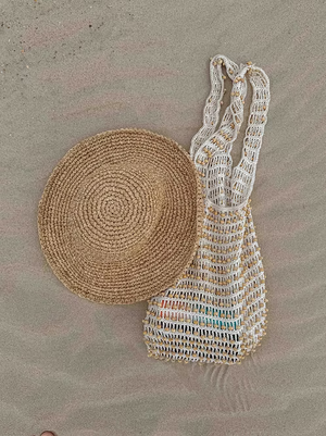 Cotton + Wooden Bead Crochet Bag