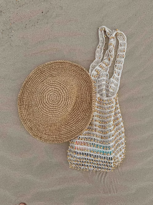 Cotton + Wooden Bead Crochet Bag