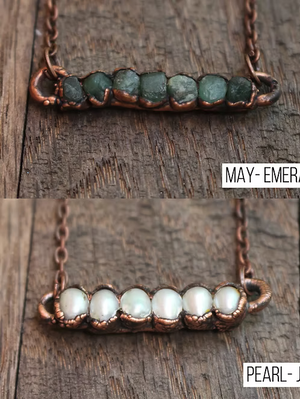 Raw Birthstone Bar Necklace