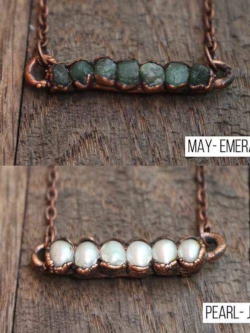 Raw Birthstone Bar Necklace