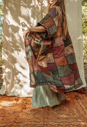 Dark Earth Recycled Patchwork Smock