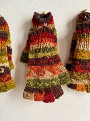 Guantes sin dedos de mezcla de lana terrosa