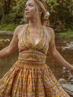 Block Print Mini Tiered Skirt