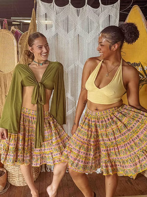 Block Print Mini Tiered Skirt
