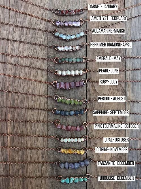 Raw Birthstone Bar Necklace