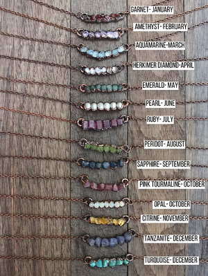 Raw Birthstone Bar Necklace