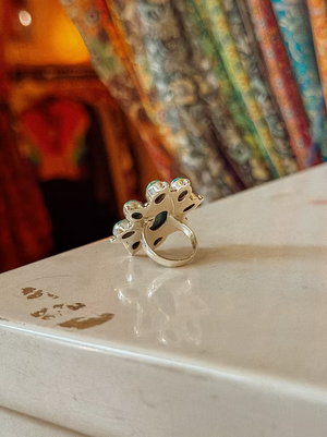 Sterling Silver Turquoise Flower Ring
