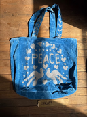 Sac fourre-tout en velours "Peace and Love"