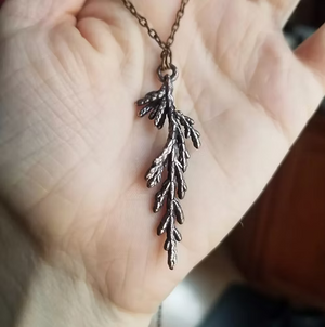 Real Juniper Sprig Branch +Copper Necklace