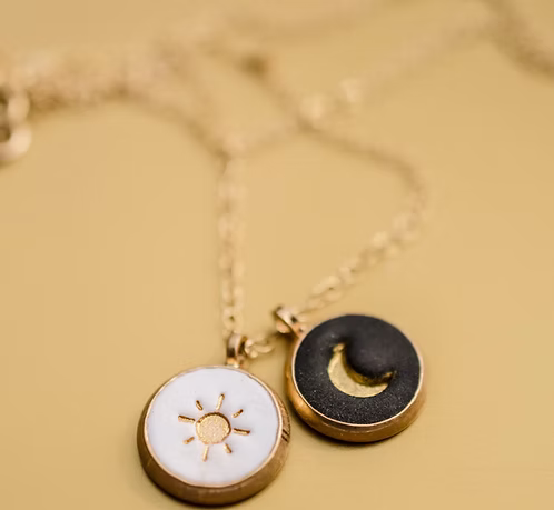 Sun + Moon Clay Necklace