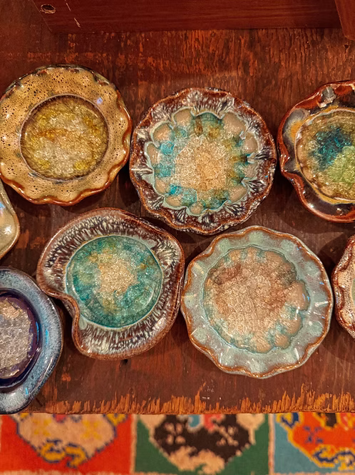 Mystery Mini Pottery Dish w Recycled Glass