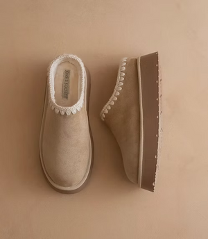 The Brandi | Almond Platform Cozy Mule Slipper