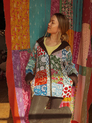 Reversible Granny Patchwork Zip Up Hoodie