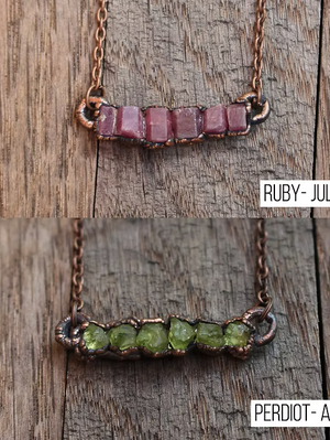 Raw Birthstone Bar Necklace